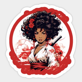 Afro Samurai Girl - Gift Idea, for Christmas, for Birthday, for kids, for Women, for Men, Afro Hair, Black, Proud, Japanese Martial Arts, Lover, Ninja, Mask, Dojo, Women, Karate, Judo, Kickboxing, Boxing, Aikido, Taekwondo, Jiu-jitsu, Sticker